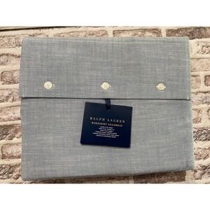 Ralph Lauren Bedding Blue Workshirt Chambray Queen Flat Sheet New In Package‎